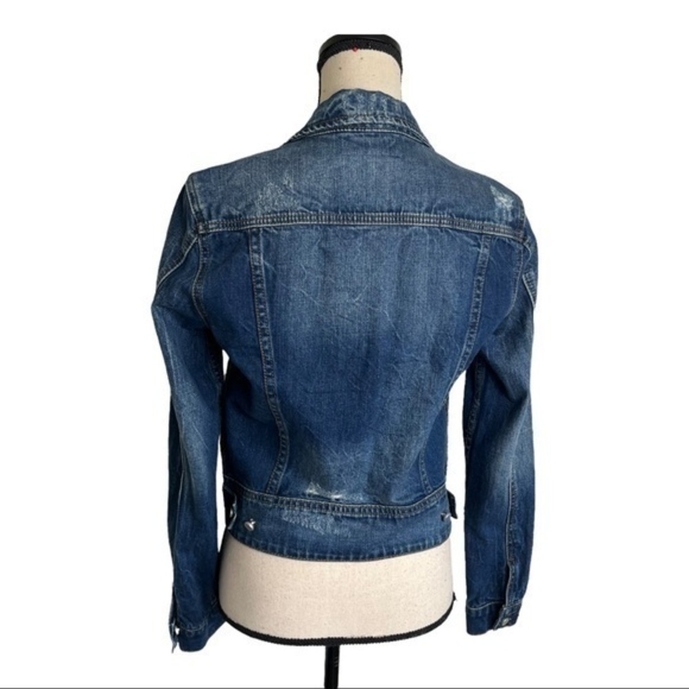 Blank NYC Blue Denim Distressed Crop Jean Jacket Size XS - Picture 2 of 9